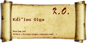 Köles Olga névjegykártya